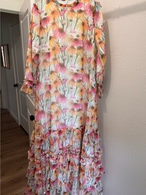 Dainty Jewells Pink & yellow Floral Ruffle Maxi Dress